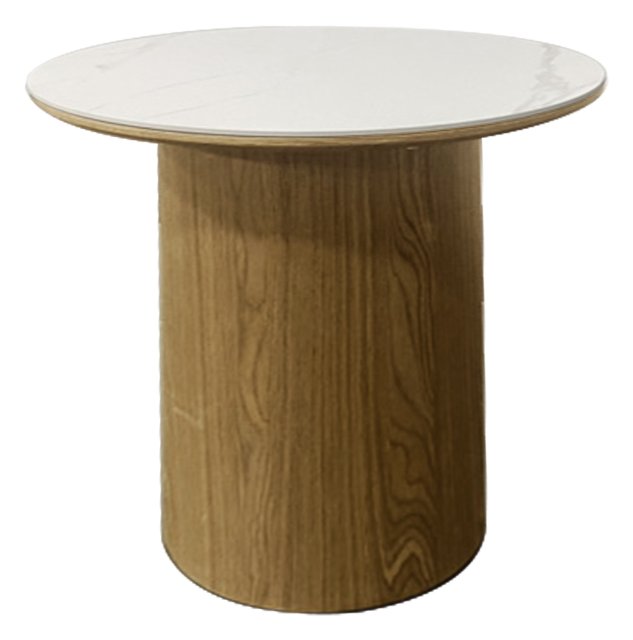 Gallery Collection Warren Matt White Sintered Stone Lamp Table with Oak Pedestal