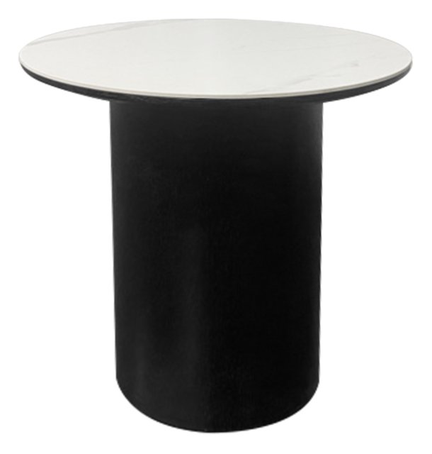 Gallery Collection Warren Matt White Sintered Stone Lamp Table with Black Oak Pedestal