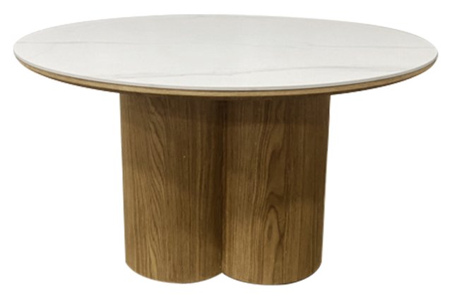 Gallery Collection Warren Matt White Sintered Stone Coffee Table with Oak Pedestal