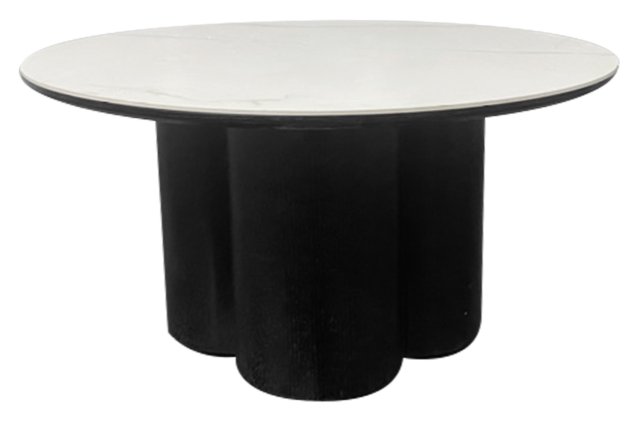 Gallery Collection Warren Matt White Sintered Stone Coffee Table with Black Oak Pedestal