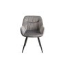 Premier Collection Turin Glass 4 Seater Table - Dark Oak Legs & 4 Dali Grey Velvet Chairs