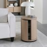 Signature Collection Vega Scandi Oak & Peppercorn Round Lamp Table