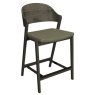 Signature Collection Vega Grey Oiled Oak Bar Stool - Grey Bonded Leather (Single)