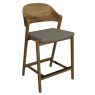 Signature Collection Vega Rustic Oak Bar Stool - Grey Fabric (Single)