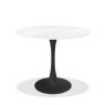 Gallery Collection Bistro Matte White Sintered Stone Circular Dining Table With Black Sand Powder Coated Base