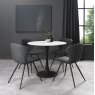 Gallery Collection Bistro Matte White Sintered Stone Circular Dining Table With Black Sand Powder Coated Base