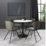 Gallery Collection Bistro Matte White Sintered Stone Circular Dining Table With Black Sand Powder Coated Base