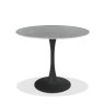 Gallery Collection Bistro Matte Grey Sintered Stone Circular Dining Table With Black Sand Powder Coated Base