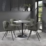 Gallery Collection Bistro Matte Grey Sintered Stone Circular Dining Table With Black Sand Powder Coated Base