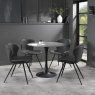 Gallery Collection Bistro Matte Grey Sintered Stone Circular Dining Table With Black Sand Powder Coated Base