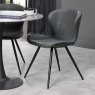 Gallery Collection Bistro - Dark Grey Faux Leather Scoop Back Chairs with Black Legs (Pair)