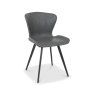 Gallery Collection Garcia - Dark Grey Vintage Faux Leather Scoop Back Chair with Black Legs (Pair)