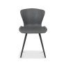 Gallery Collection Garcia - Dark Grey Vintage Faux Leather Scoop Back Chair with Black Legs (Pair)