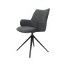 Gallery Collection Rowan - 360° Self Returning Swivel Chair in a Grey Fabric with Black Legs (Single)