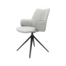 Gallery Collection Rowan - 360° Self Returning Swivel Chair in a Light Grey Faux Leather with Black Legs (Single)