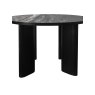 Gallery Collection Carmen Gloss Grey Sintered Stone 4 Seater Dining Table with Black Painted Veneer Base