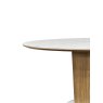 Gallery Collection Marlow Matt White Sintered Stone 6 Seater Dining Table with Oak Veneer & Coloured Glass Base