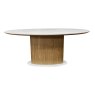 Gallery Collection Marlow Matt White Sintered Stone 6 Seater Dining Table with Oak Veneer & Coloured Glass Base