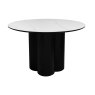 Gallery Collection Warren Matt White Sintered Stone 4 Seater Table with Black Oak Pedestal