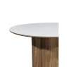 Gallery Collection Warren Matt White Sintered Stone 4 Seater Table with Oak Pedestal