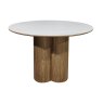 Gallery Collection Warren Matt White Sintered Stone 4 Seater Table with Oak Pedestal