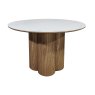 Gallery Collection Warren Matt White Sintered Stone 4 Seater Table with Oak Pedestal