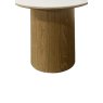 Gallery Collection Warren Matt White Sintered Stone Lamp Table with Oak Pedestal