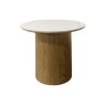 Gallery Collection Warren Matt White Sintered Stone Lamp Table with Oak Pedestal