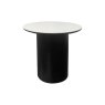 Gallery Collection Warren Matt White Sintered Stone Lamp Table with Black Oak Pedestal