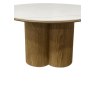 Gallery Collection Warren Matt White Sintered Stone Coffee Table with Oak Pedestal